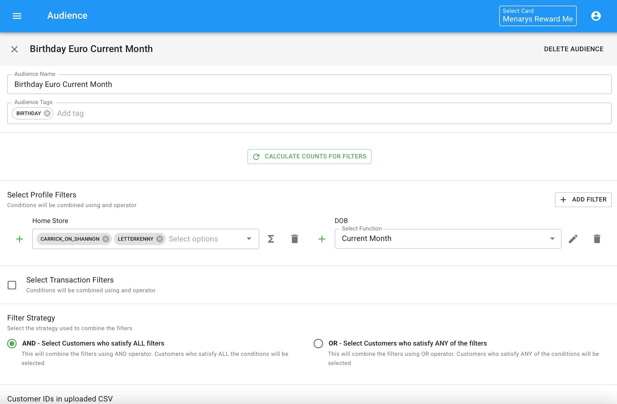 Audience builder - results preview